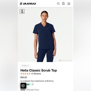 Jaanuu XS Navy scrub top
